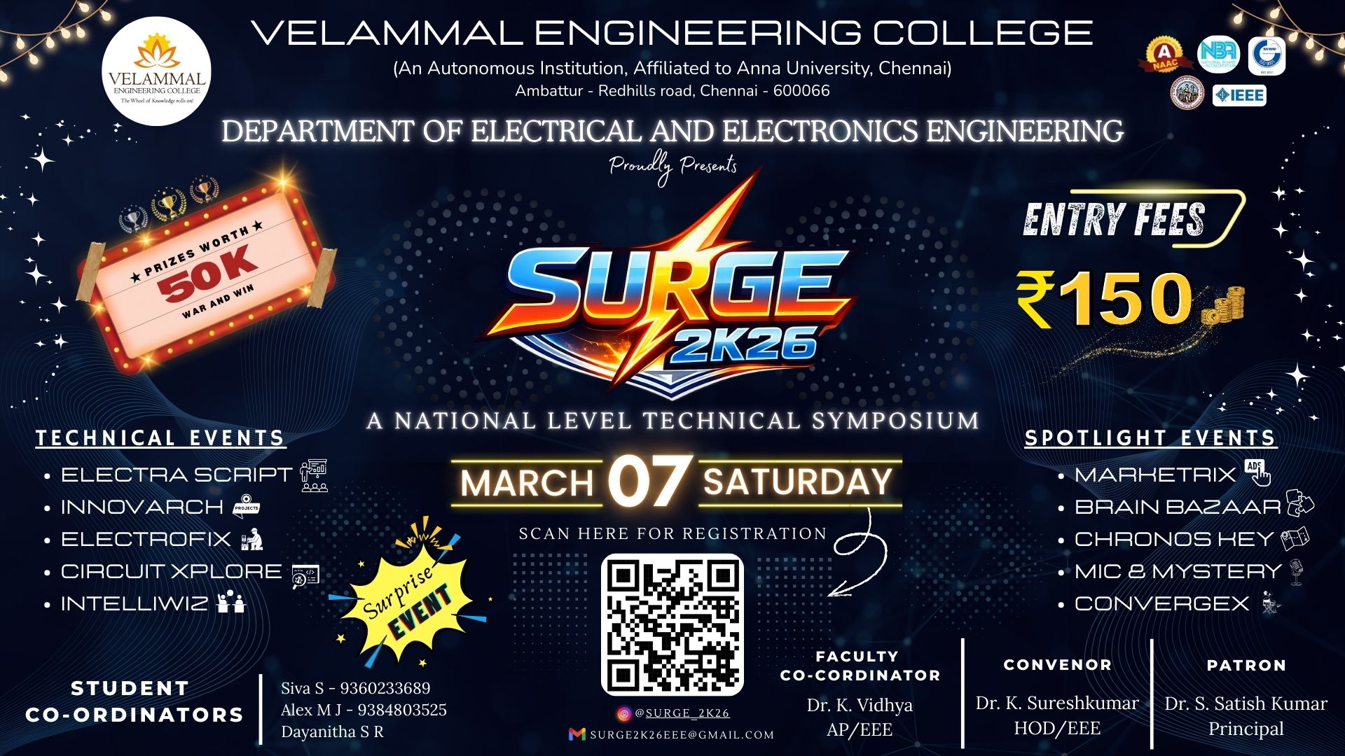 Surge 2K26 EEE Technical Symposium Poster 